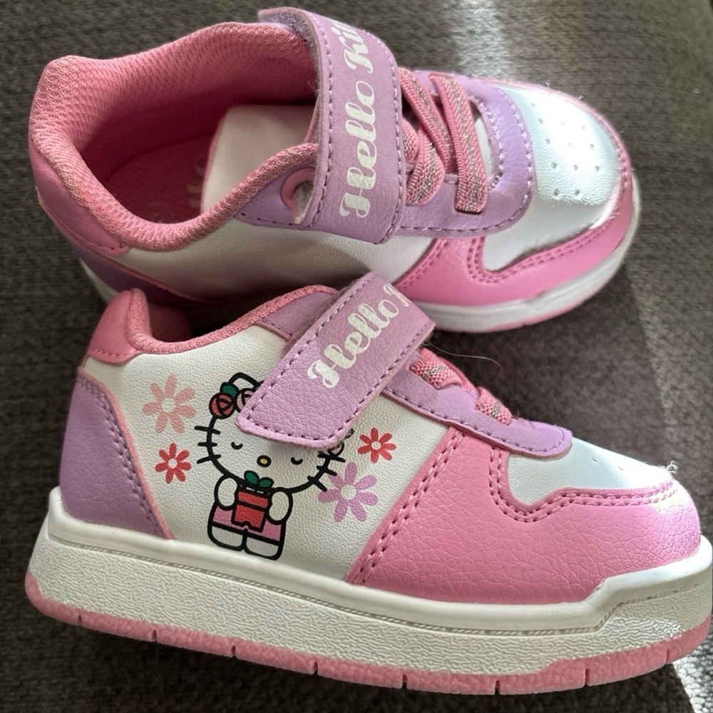 Hello Kitty Pink, Light Pink & White Kids Velcro Sneakers